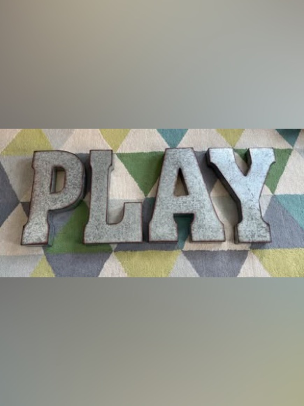 Galvanized “PLAY” Metal Letters